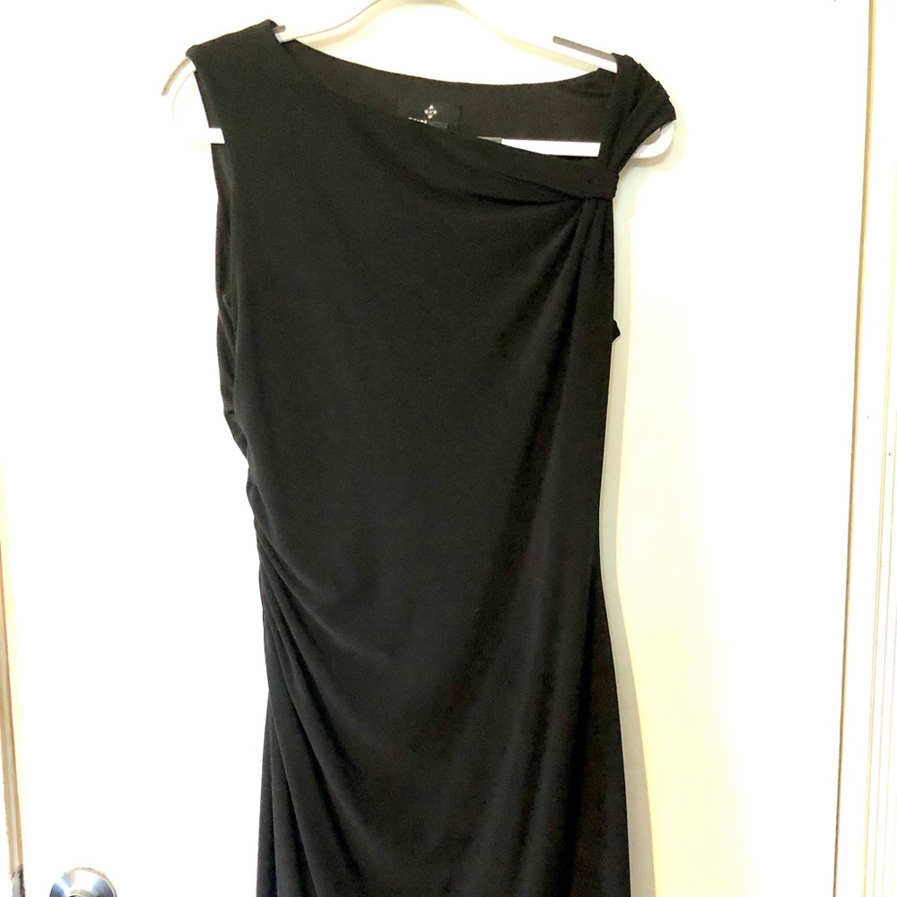 Ronni Nicole asymmetric neck black dress